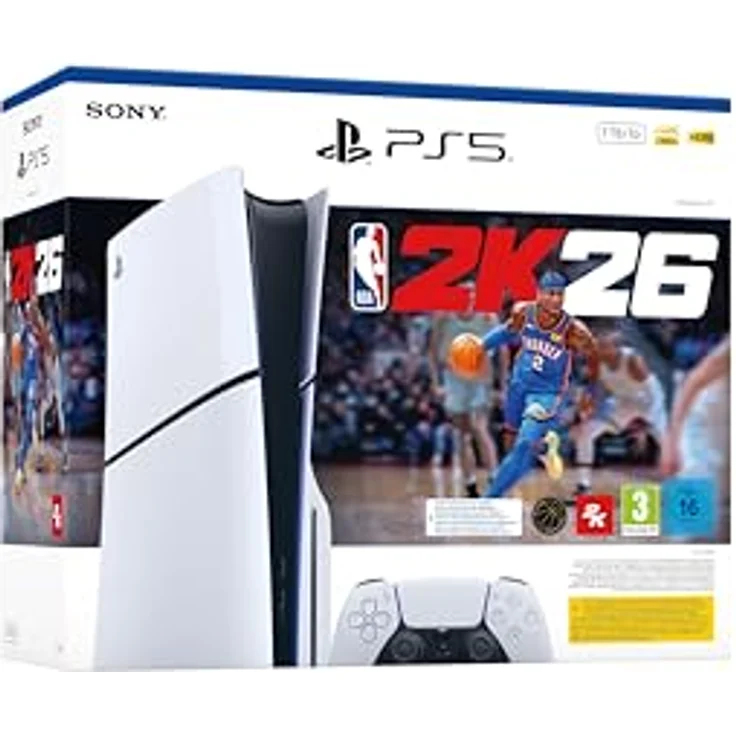 Sony PlayStation 5 Slim - NBA 2K26 Bundle, Spielkonsole mit 1,02 TB SSD, 8K Ultra HD, Weiss-Schwarz – Bild 2