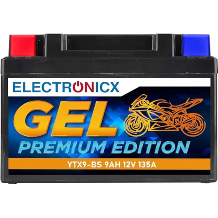 Electronicx GEL-YTX9-BS, GEL-Motorradbatterie 9Ah 12V, wartungsfrei, auslaufsicher, rüttelfest für Motorrad, Roller, Quad und ATV – Bild 1