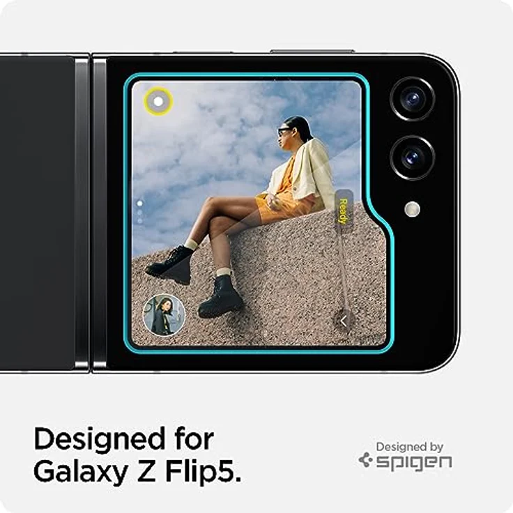 Spigen Glas.tR EZ Fit Schutzfolie für Samsung Galaxy Z Flip 5, 2 Stück Schutzglas, kratzfest, hüllenfreundlich, Touch reaktiv – Bild 3