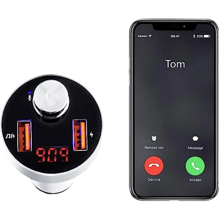 Renkforce RF-CAR-100, Bluetooth® FM Transmitter mit Freisprechfunktion, Micro-SD-Kartenslot und 2x USB-A Anschluss – Bild 3