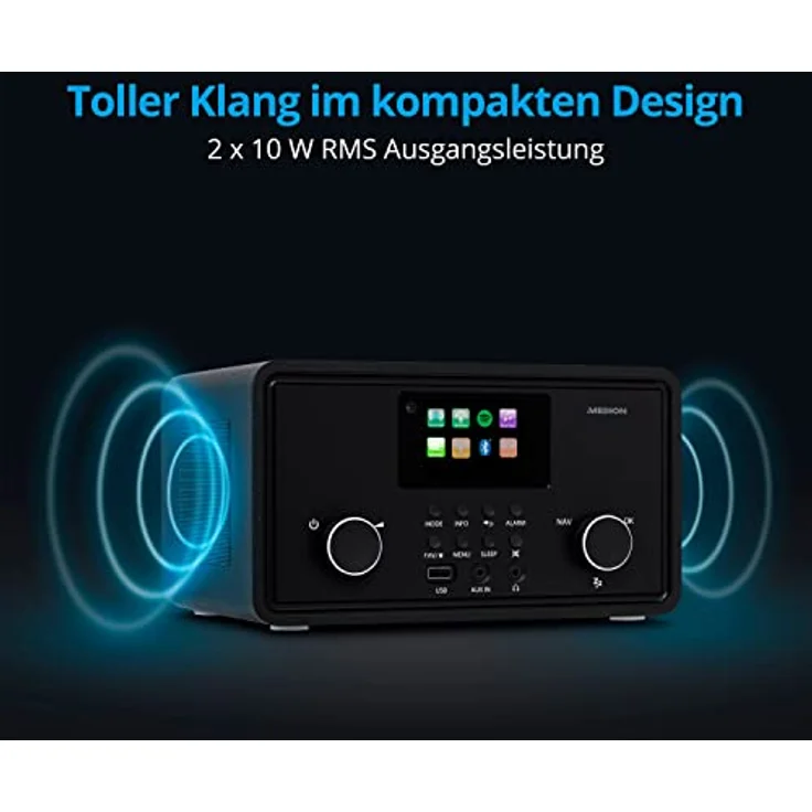 MEDION P85027 Internetradio (DAB Plus, UKW Radio, Spotify Connect, WLAN, Bluetooth, Streaming, Equalizer, Farbdisplay, USB, AUX, Wecker, Schlummerfunktion, Sleep Timer) schwarz – Bild 5
