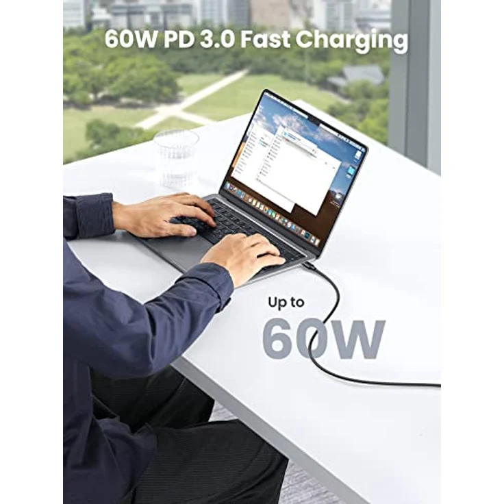 UGREEN USB C to USB C 3A Schnelllade- und Datenkabel schwarz 2 Meter - Strapazierfähig, nicht verwickelt – Bild 2