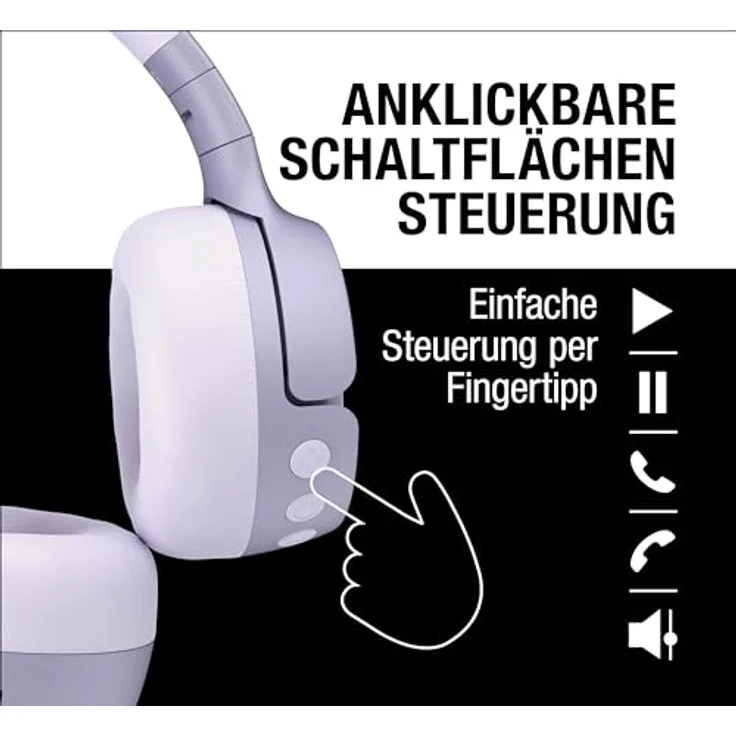Fresh 'n Rebel Code Fuse, Bluetooth-Kopfhörer on-Ear, kabellos, 30 Stunden Spielzeit, mit Mikrofon und Sprachassistent, Lautstärkeregler und Wiedergabe/Pause-Tasten, faltbar (Dreamy Lilac) – Bild 3