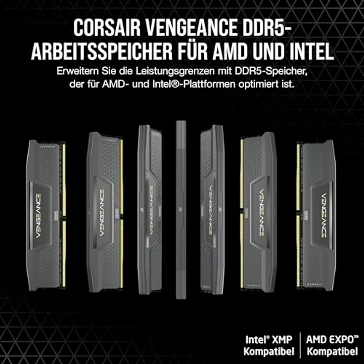 CORSAIR Vengeance DDR5 RAM 32GB (2x16GB) 6000MHz CL30 AMD Expo iCUE Kompatibler Computerspeicher - Grau (CMK32GX5M2B6000Z30) – Bild 2