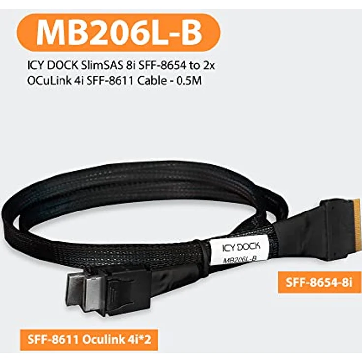 Icy Dock SlimSAS 8i to 2 x OCulink 4i Kabel, PCIe 4.0, Hochgeschwindigkeitsdatenübertragung – Bild 5
