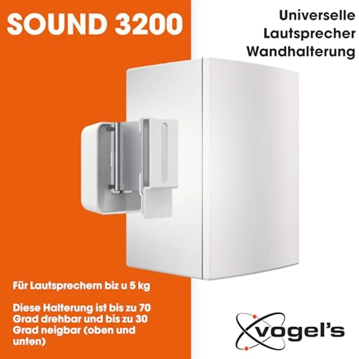 Vogel's SOUND 3200 Universeller Lautsprecher Wandhalterung 5kg, Auch geeignet für Denon Home 150, weiß (1x) – Bild 3