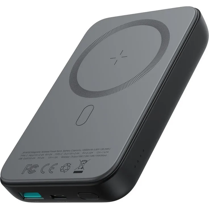 Sign Magnetische kabellose Mini-Powerbank 10000 mAh, USB-C & USB-A, Schwarz