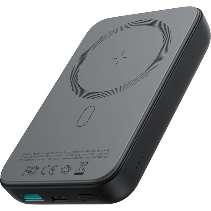 Sign Magnetische kabellose Mini-Powerbank 10000 mAh, USB-C & USB-A, Schwarz