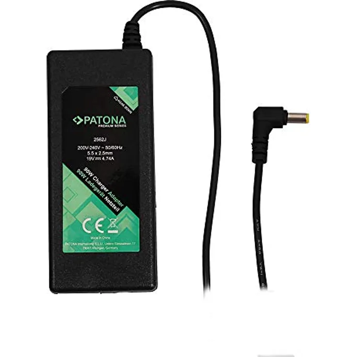 Patona Premium Netzteil 19V 4,74A 90W für Acer Aspire/Travelmate/Extensa/Medion, schwarz, hohe Sicherheit und Qualität, langlebig und leistungsstark