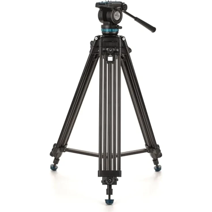 Benro KH25PC Videostativkit, Aluminium Videostativ mit 75-156 cm Höhe, 6,8 kg Traglast, kontinuierlicher Schwenkwiderstand, Wasserwaage – Bild 2