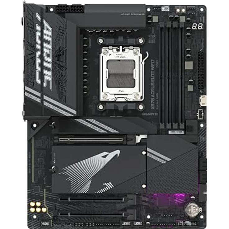 Gigabyte X870 Aorus Elite WIFI7-Mainboard - AMD Ryzen 9000 Support, 16+2+2 Phasen VRM, DDR5 bis zu 8000MHz, PCIe 5.0, 2.5GbE LAN, USB 4 – Bild 2