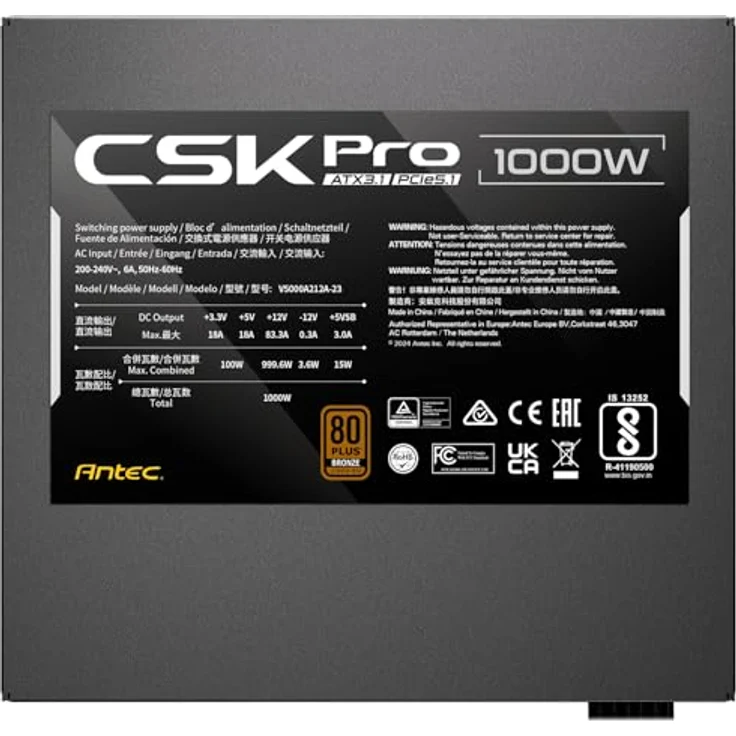 Antec CSK1000 PRO EC 80+ Bronze Semi-Modulares PC Netzteil, 1000W, ATX 3.1 & PCIe 5.1 kompatibel – Bild 9