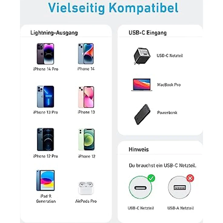 ANKER USB C auf Lightning Kabel, 310 USB-C auf Lightning Ladekabel (90cm), MFi zertifiziert, Schnellladekabel für iPhone 14 Plus 14 14 Pro Max 13 13 Pro 12 11 X XS XR (Ladegerät nicht enthalten) – Bild 5