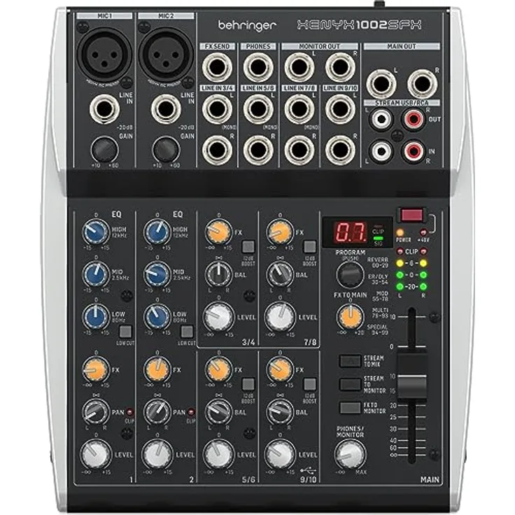 Behringer XENYX 1002SFX - Analogmixer mit 2 Mikrofon-Vorverstärkern, Mehrfarbig