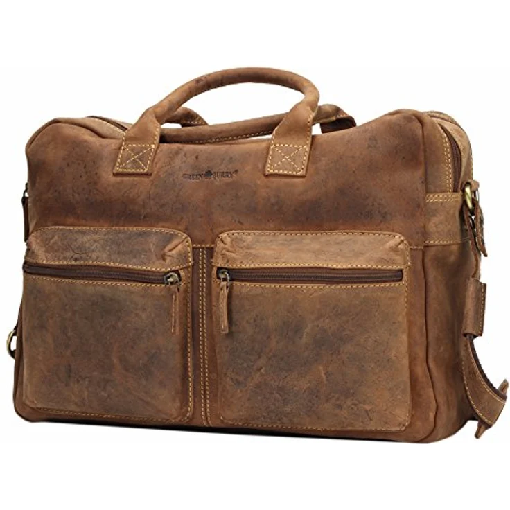 Greenburry Vintage Ledertasche Businesstasche braun mit Fach für großen Aktenordner – Bild 2