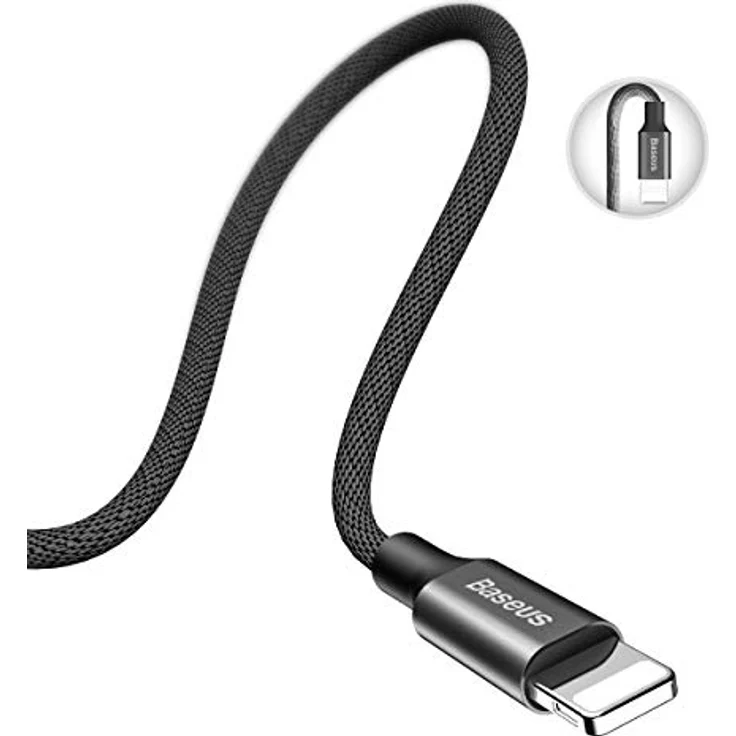 Baseus Yiven USB / Lightning Ladekabel, geflochtenes Textilkabel, 1,8m, schwarz, 2A schnelles Laden und Datenübertragung – Bild 4