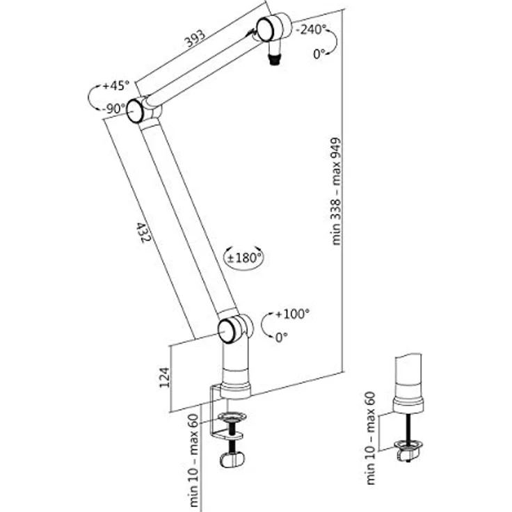 LogiLink Professioneller Mikrofonarm 3-8'' + 5-8'' Scherenarm Aufhängungsfedern 360° - Preisvergleich – Bild 2