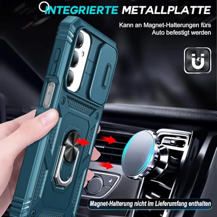 LeYi Objektivschutz Hülle für Samsung Galaxy A16 5G, kratzfeste Schutzhülle mit 2 Glasfolien und Ringhalterung, Blau – Bild 4