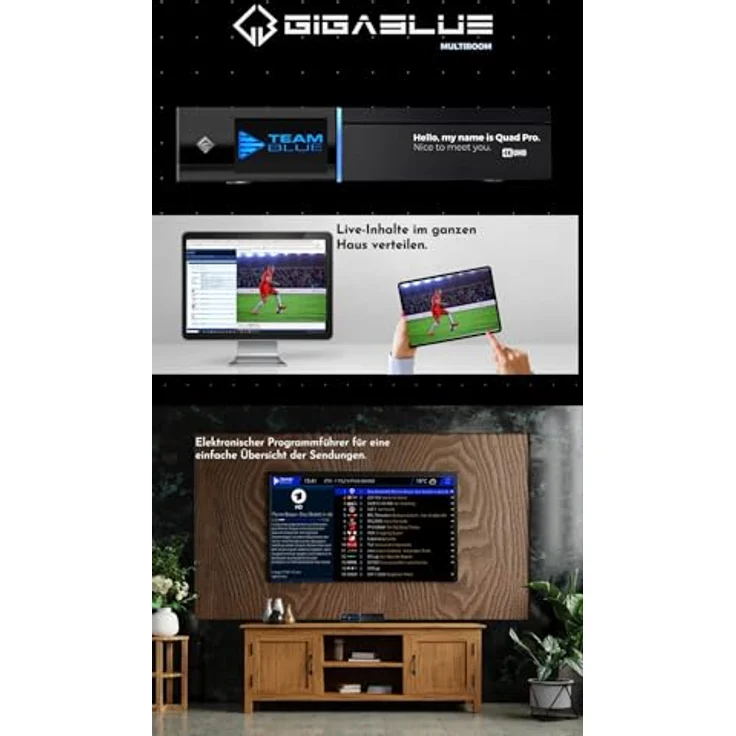 GigaBlue UHD Quad 4K Pro PVR-Receiver mit HBB-TV, Bluetooth 5.4, 2X FBC DVB-S2 Tuner, Gigabit-LAN (HDD 1TB) – Bild 4