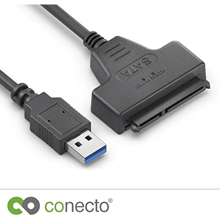 conecto, USB 3.0 auf SATA Adapter für 2.5 Zoll Festplatten/Laufwerke, UASP Unterstützung, 5 GB/s, schwarz – Bild 4