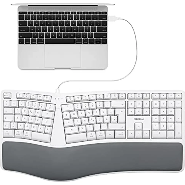 Macally MERGOKEY-DE, ergonomische USB-A-Tastatur mit Handballenauflage, QWERTZ Layout und 110 Tasten, geeignet für Mac mit macOS v10.6 oder höher – Bild 9
