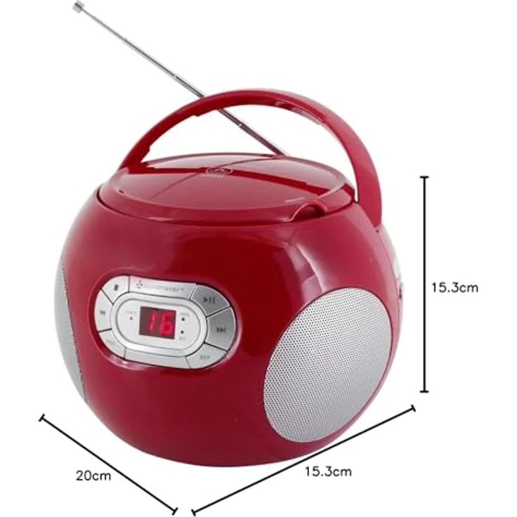 Soundmaster SCD2120RO Tragbares Radio, LED-Anzeige, rot – Bild 4