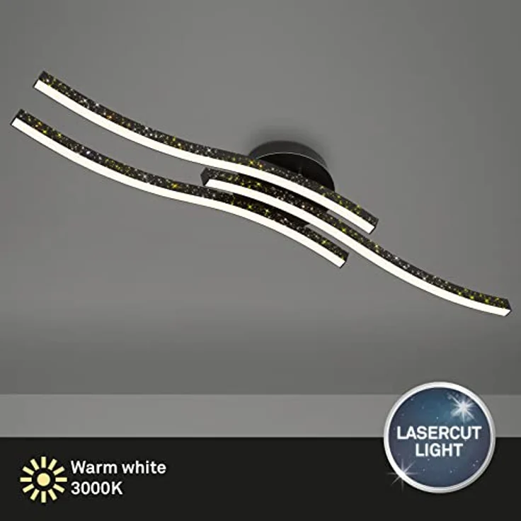 BRILONER Leuchten - LED Deckenleuchte mit Glitzereffekt, warmweiße Farbtemperatur, geschwungene Deckenlampe, Schwarz, 805x150x100 mm – Bild 2