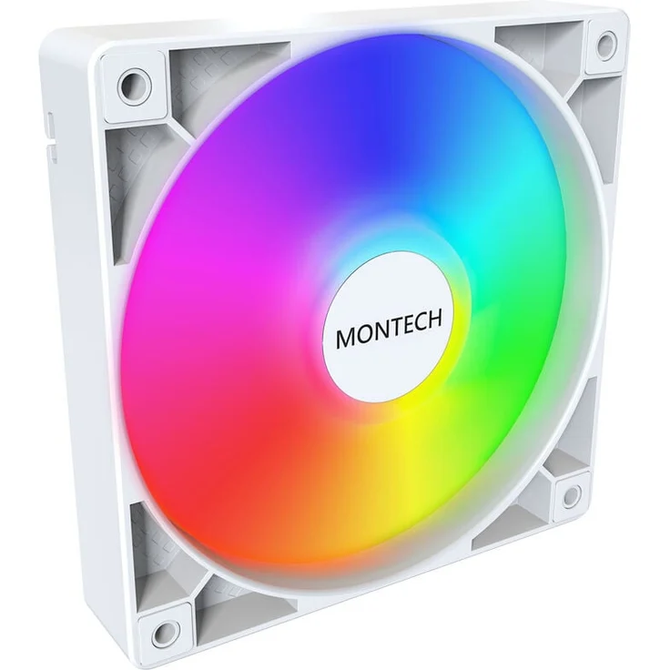 Montech GF120 PWM ARGB Gehäuselüfter - 120mm, weiß mit max. 25,5 dB(A) und max. 1.600 U/min