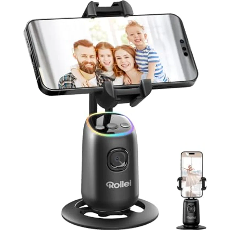 Rollei Easy Creator Desktop AI, Stativ mit AI-Tracking, Gestensteuerung und 360°-Drehung, kompaktes Design für Streaming und Präsentationen – Bild 1