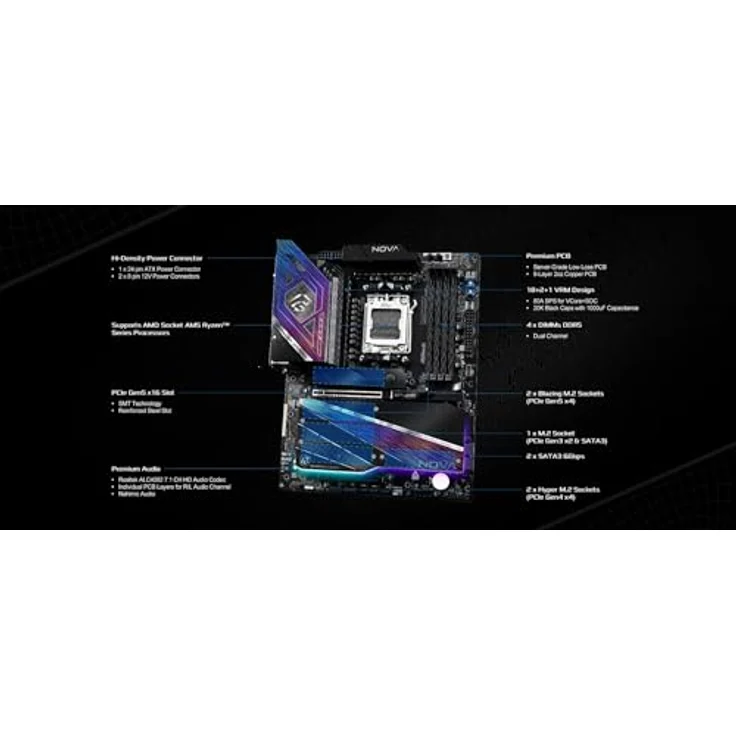 AsRock X870 Nova WiFi, ATX Mainboard mit HDMI, USB-C und DDR5 Unterstützung (AM5) – Bild 3