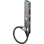goobay 4-Port USB 3.2 Hub Slim, USB Verteiler mit USB-C zu 3X USB-A und 1x USB-C, 5 Gbits USB Splitter, Aluminiumgehäuse - 74459