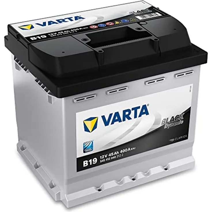 VARTA B19 Black Dynamic, 12V 45Ah 400A Autobatterie, wartungsfrei für kleine und ältere Fahrzeuge
