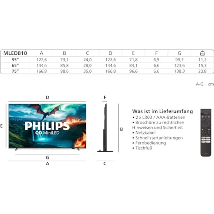 Philips 55MLED810, 55 Zoll Mini LED 4K Smart TV mit P5 Perfect Picture Engine, Titan OS, Dolby Vision & Dolby Atmos Sound – Bild 3