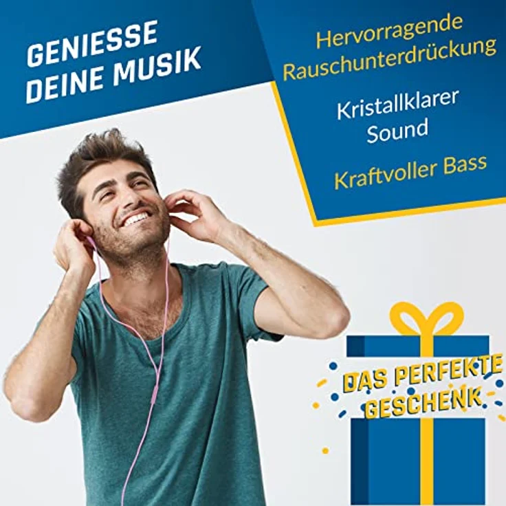 KLIM Fusion In-Ear Kopfhörer mit Mikrofon, Memory Foam Ohrstöpsel, 3.5 mm Jack, langlebig, rose – Bild 6