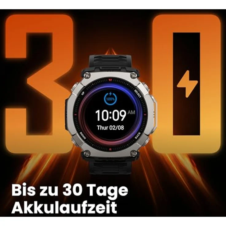 Amazfit T-Rex Ultra 2, Dualband-GPS Outdoor Smartwatch mit 51 mm Titangehäuse, 1,5" Saphir AMOLED Display, Taschenlampe, 30 Tage Akkulaufzeit, 10 ATM Wasserdichtigkeit, 180+ Sportmodi für Android & iPhone – Bild 5