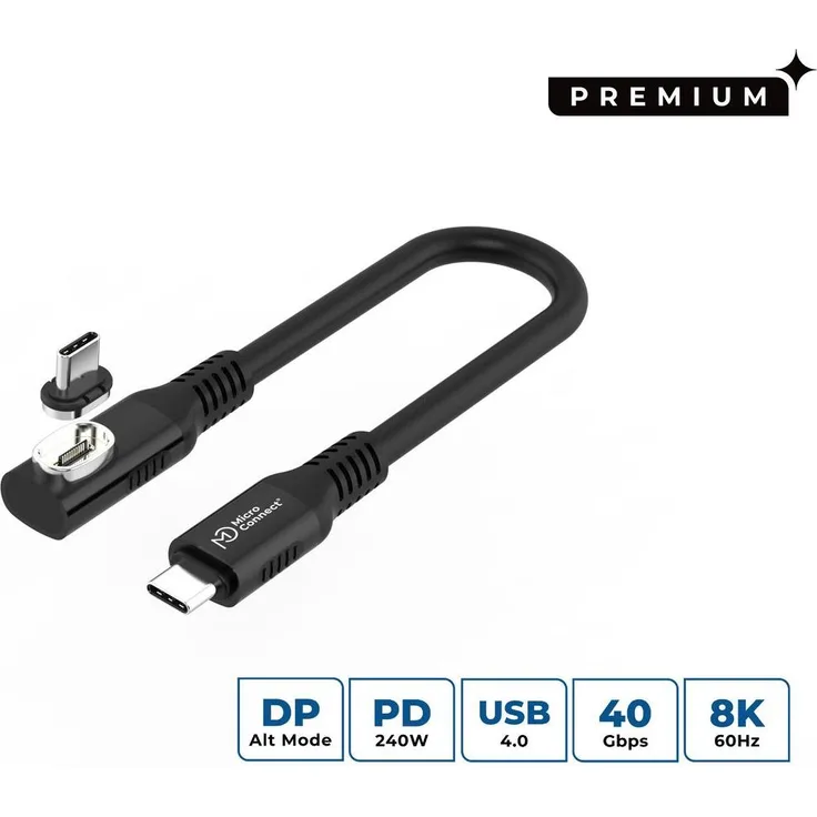 Microconnect MC-LS-USB4CC0.15-A, 0,15 m USB C - USB4 Gen 3x2, 40 Gbit/s, Schwarz