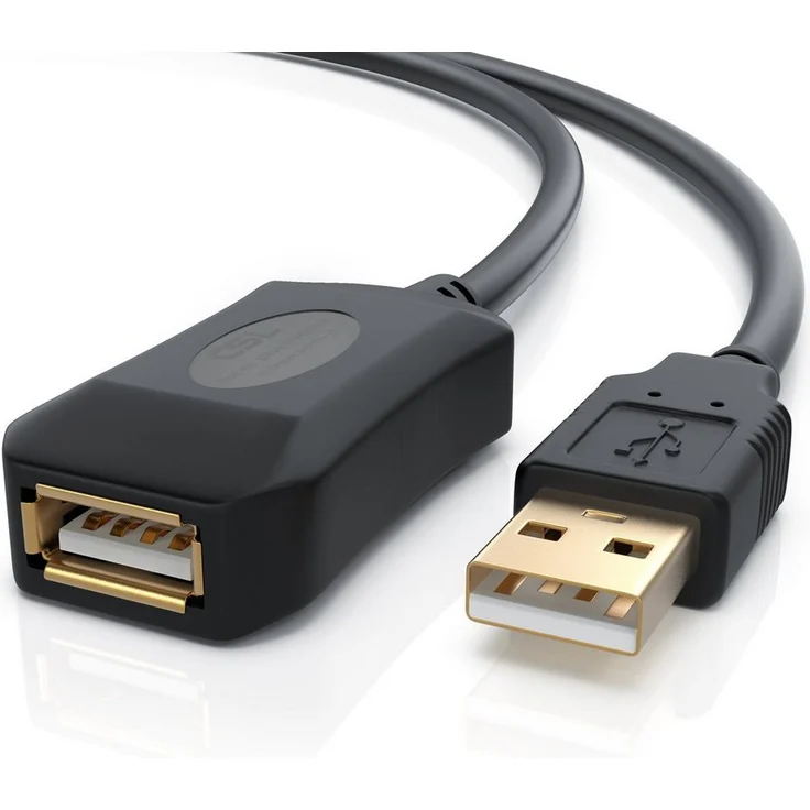 CSL aktives Repeater Kabel, 10m USB 2.0 Verlängerungskabel mit Signalverstärkung, vergoldete Konnektoren, verlustfreie Datenübertragung