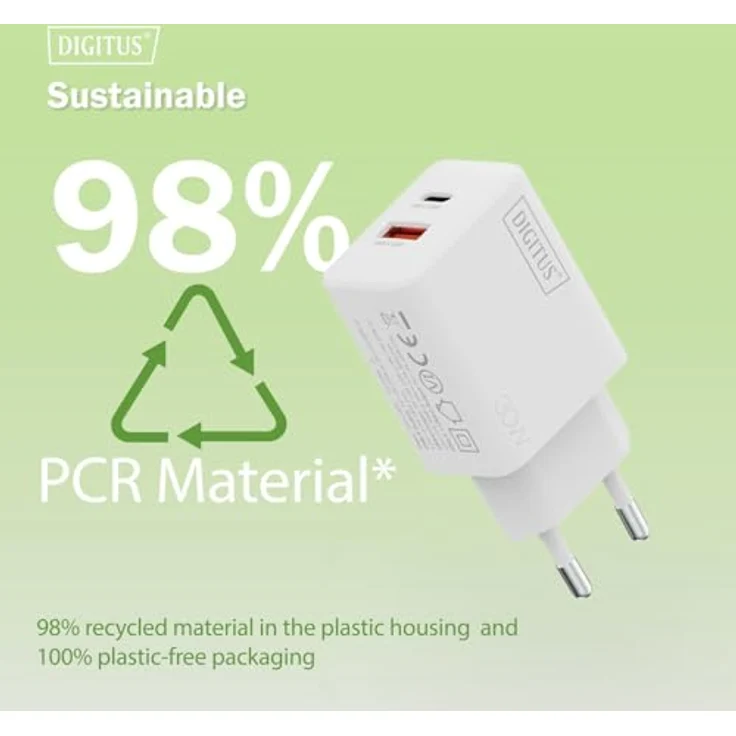 DIGITUS USB GaN Charger 30W, 1x USB-C, 1x USB-A, kompakt, bis zu 30W Leistung für Smartphones und Tablets – Bild 5