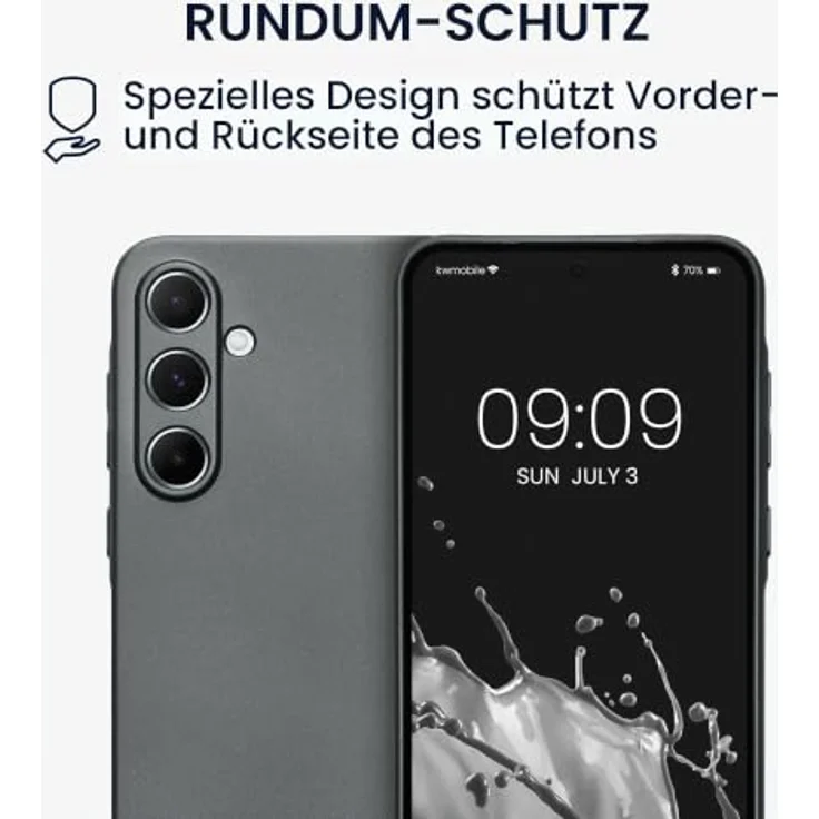 kwmobile Handyhülle für Samsung Galaxy A55 5G – weiche Silikon Schutzhülle mit metallischem Effekt in Metallic Grau, reißfest und rutschfest – Bild 5