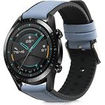 kwmobile Ersatzarmband kompatibel mit Huawei Huawei Watch GT / GT2 / GT3 (46mm) Armband - Fitnesstracker Sportarmband aus Leder mit Uhrenverschluss - Blaugrau