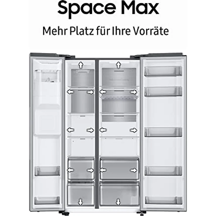 Samsung Side-by-Side mit Slim Ice Maker und Wassertank, 628 L Premium Black Steel – Bild 6