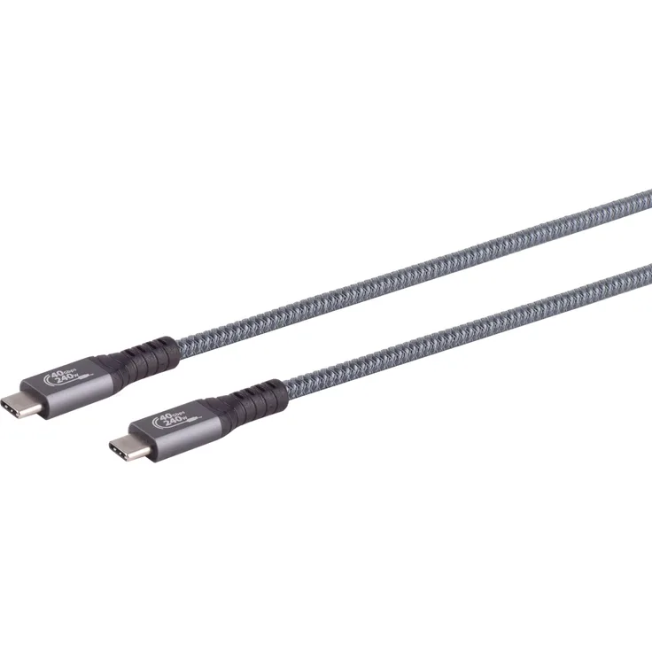 Kabelbude.eu USB Kabel Typ-C Stecker auf Typ C Stecker, 4.0, 240W PRO, 0,50m, robust mit Metallgehäuse und Anti-Pilling PET Kabelmantel