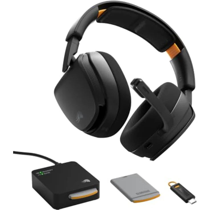 Glorious GHS Wireless InfinitePlay, Gaming Headset mit 2x 85-Stunden Akku, abnehmbarem Mikrofon und dualer drahtloser Audio-Unterstützung, schwarz – Bild 1