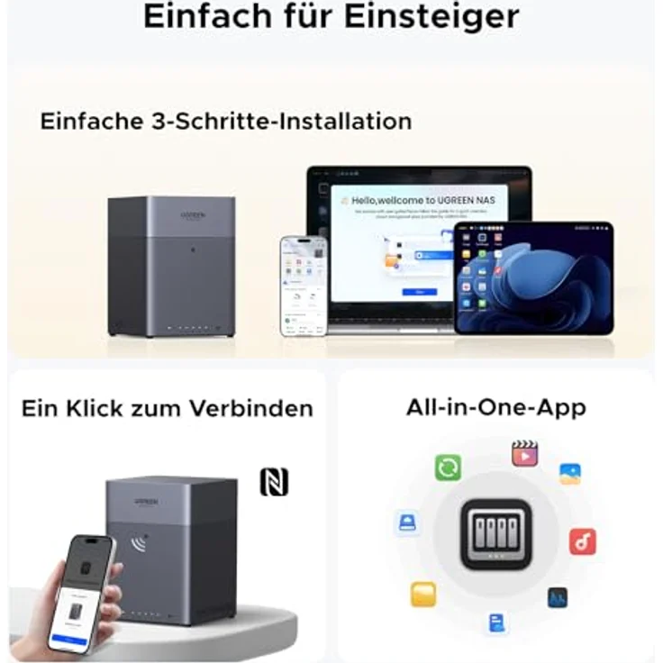 UGREEN NASync DH4300 Plus 4-Bay Desktop NAS, RK3588C SoC, 8GB RAM, 2,5 GbE-LAN, KI Familienalbum, persönliche Cloud (Diskless) – Bild 4