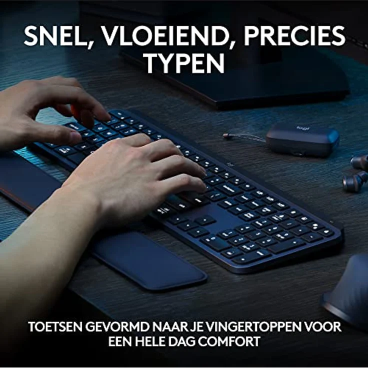 Logitech MX Keys S - Graphit, Englishes QWERTY-Layout, Multi-Device Bluetooth-Tastatur mit intelligentem Beleuchtungssystem – Bild 2
