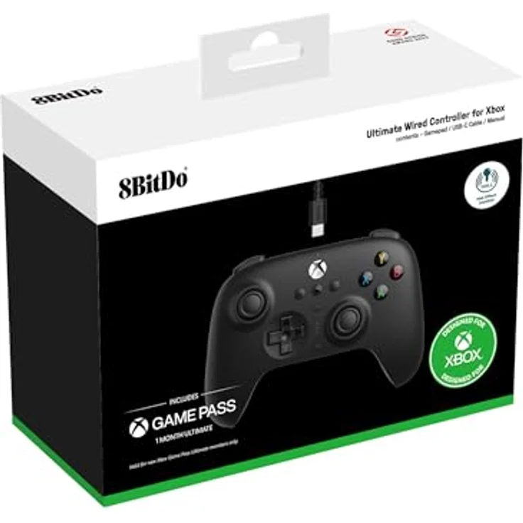 8bitdo Ultimate Wired Hall Edition, Gaming Controller für Xbox Series X und PC mit Hall-Effekt-Joysticks, Schwarz – Bild 5