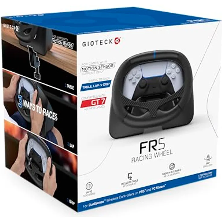 Gioteck FR5 Racing Wheel Dock für DualSense und DualEdge PS5, PC - Automatische Zentriereinheit - Nur für Spiele mit Bewegungssensor - Kompatibel mit GT7