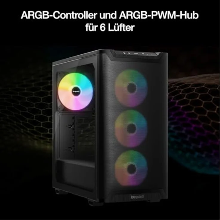 be quiet! Pure Base 501 LX Black PC-Gehäuse mit 4 Light Wings PWM-Lüftern, ARGB-Beleuchtung, hoher statischer Druck, USB 3.2 Gen. 2 Type C – Bild 4