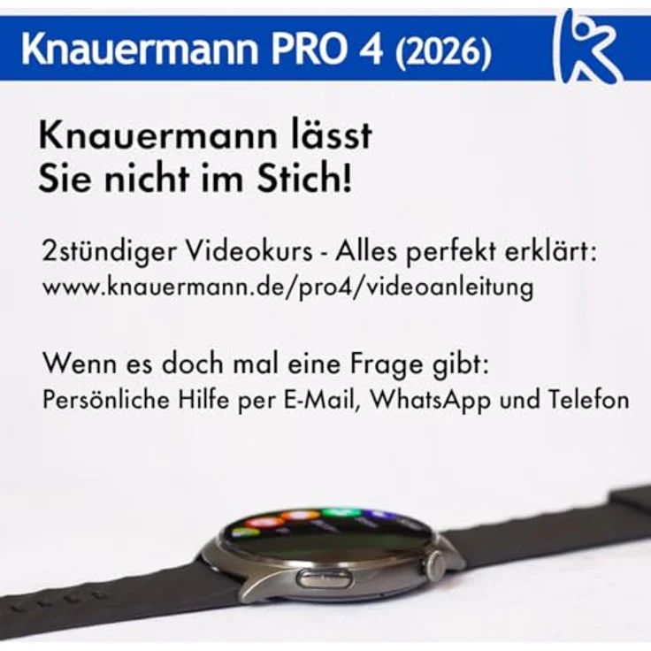 Knauermann PRO 4 (2026) 47 mm, Smartwatch mit AMOLED-Display, 75 Sportmodi, 30 Tage Akkulaufzeit, Gesundheitsfunktionen und Telefonie – Bild 11
