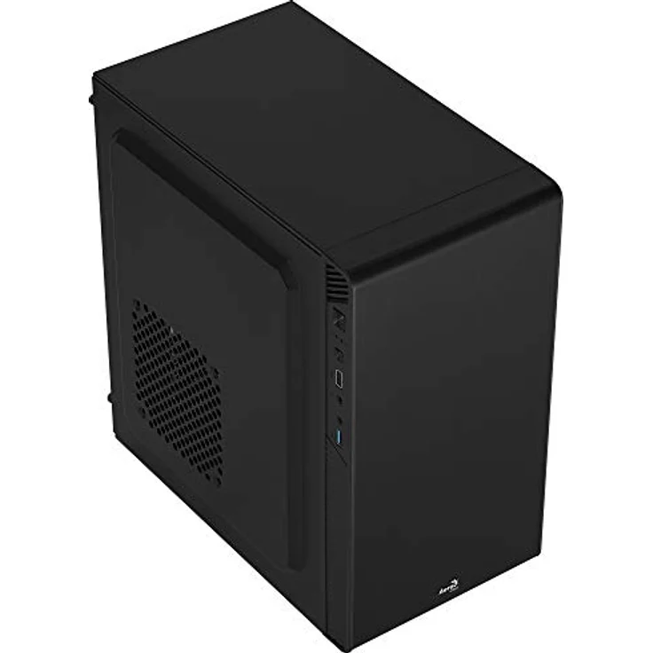 AeroCool CS-106 (mATX, Mini ITX), PC Gehäuse, Schwarz - Kompaktes Mini-Tower-Gehäuse mit gebürsteter Aluminiumfrontblende – Bild 4